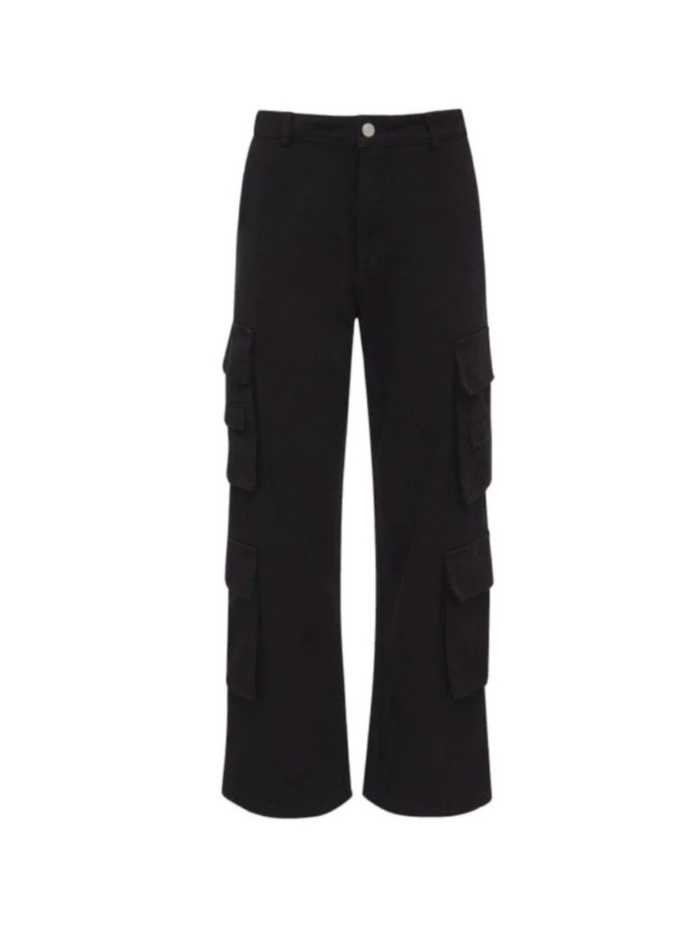 Romours Wide-Leg Black Cargo Pants with Utility Pockets - Picture 4 of 4